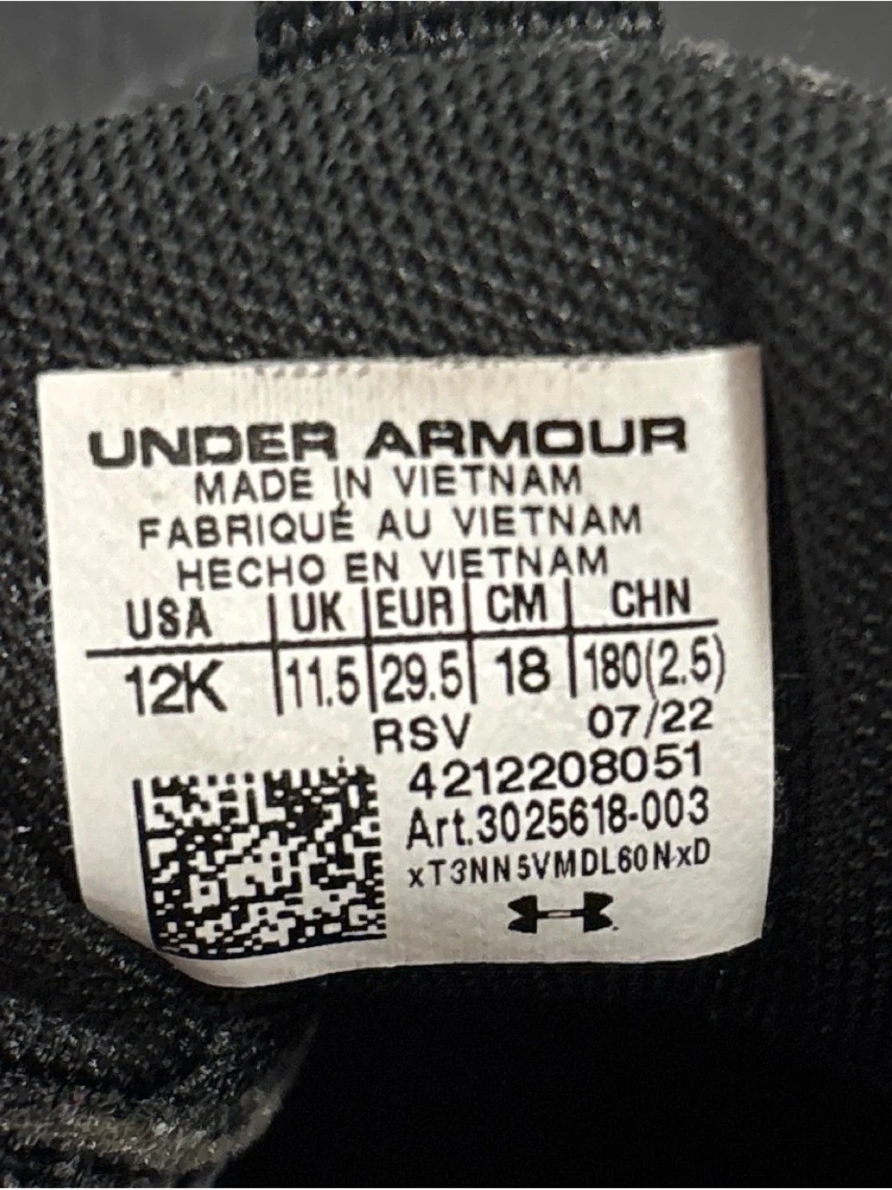 Under Armour Black and Gold Kids' Low-Top Sneakers
